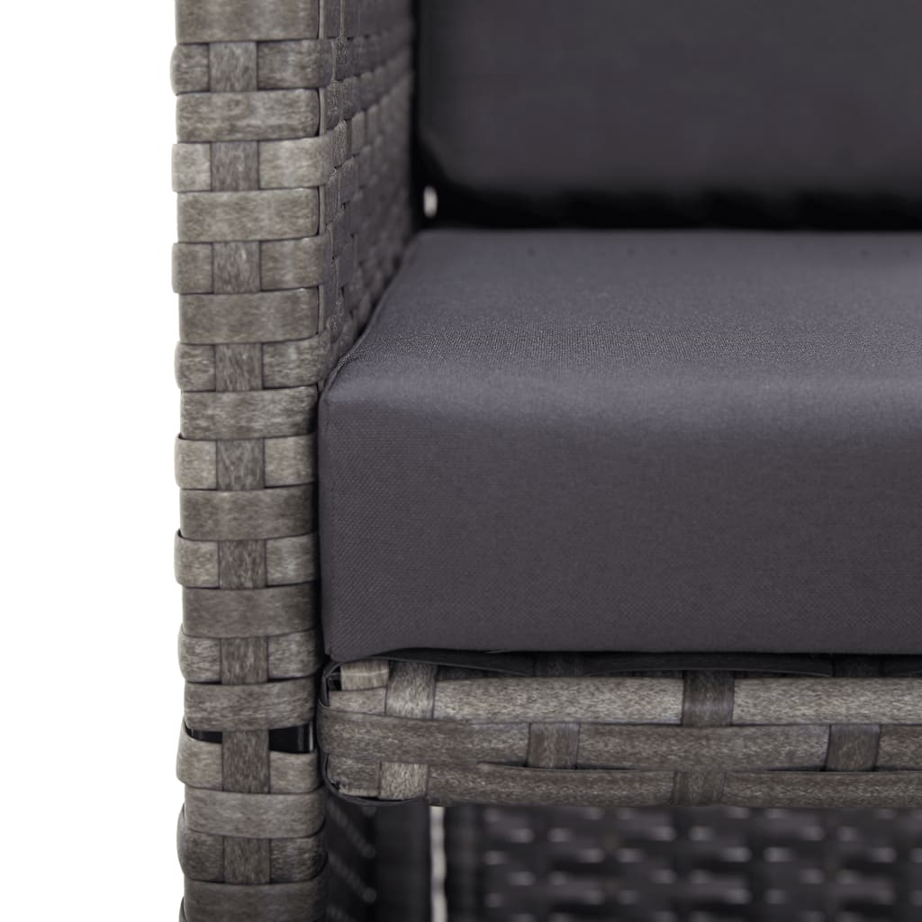 Set da Pranzo per Esterni 17 pz con Cuscini Polyrattan Grigio