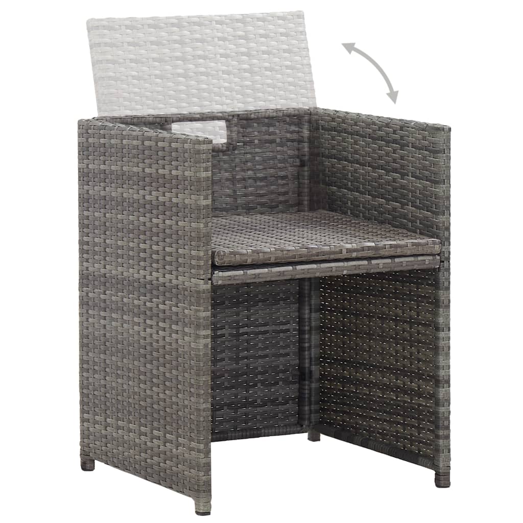 Set da Pranzo per Esterni 17 pz con Cuscini Polyrattan Grigio