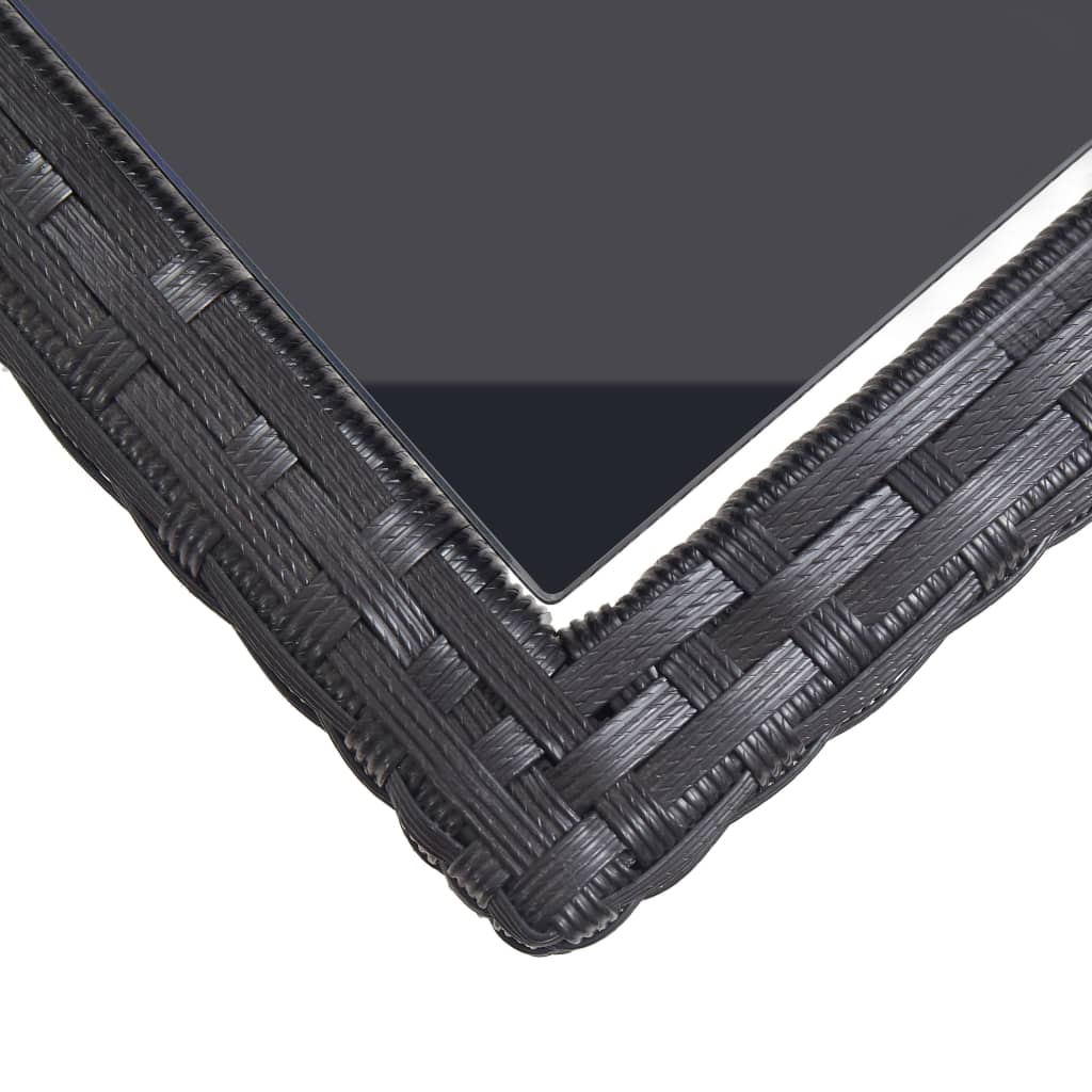 Tavolo da Giardino Nero 110x53x72 cm in Vetro e Polyrattan cod mxl 34271