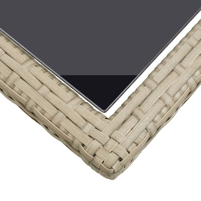 Tavolo da Giardino Beige 110x53x72 cm in Vetro e Polyrattan cod mxl 34147