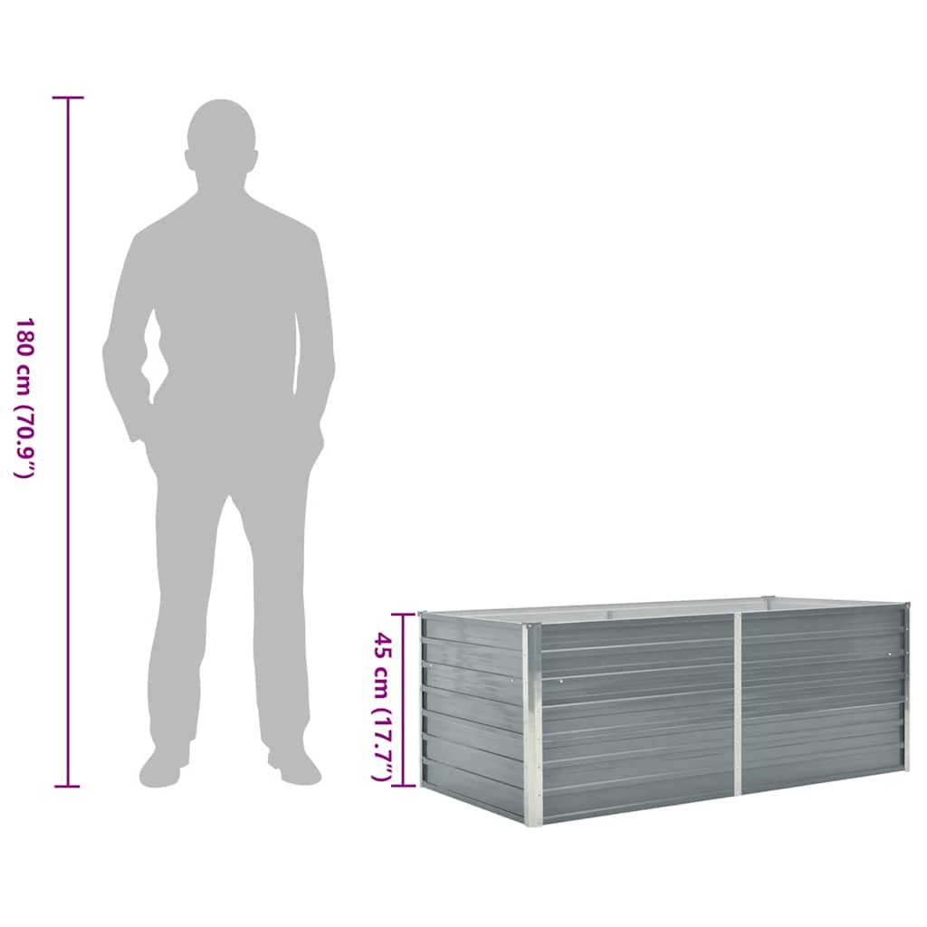 Letto di Coltura Rialzato 160x80x45cm in Acciaio Zincato Grigio 47011