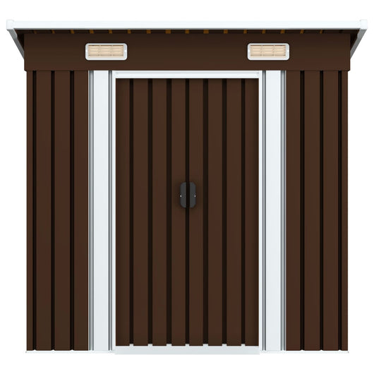 Casetta da giardino casetta per capanni casetta per ripostigli casetta per esterni casetta per attrezzi robusta 194 x 121 x 181 cm acciaio marrone 02_0022385
