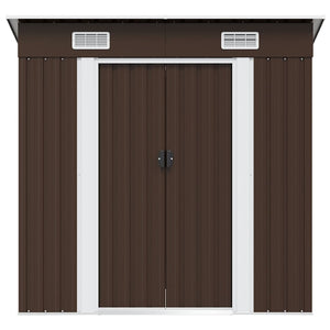 Capanno Attrezzi da Giardino Marrone 194x121x181 cm in Acciaio 47027