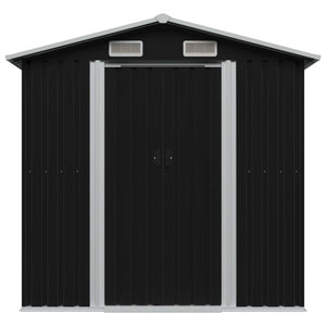 Casetta da giardino casetta per capanni casetta per ripostigli casetta per esterni casetta per attrezzi robusto acciaio 204 x 132 x 186 cm antracite 02_0022383