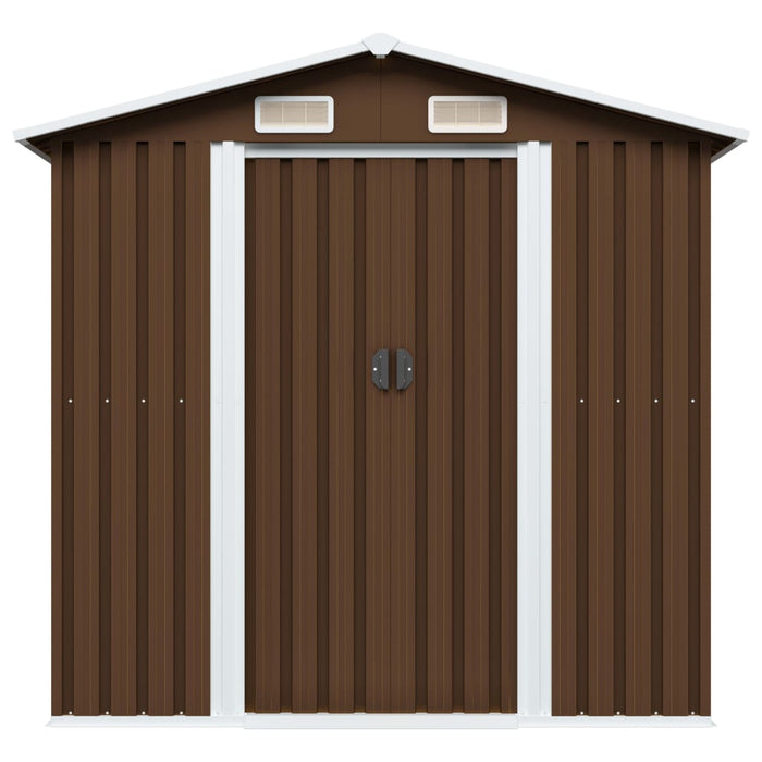 Capanno Attrezzi da Giardino Marrone 204x132x186 cm in Acciaio 47029