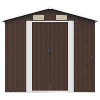 Capanno Attrezzi da Giardino-Ripostiglio da giardino Marrone 204x132x186 cm in Acciaio