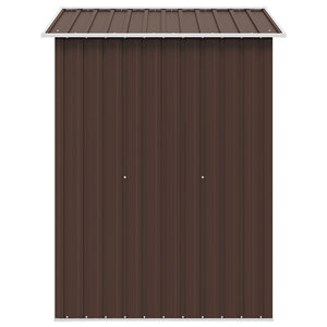Capanno Attrezzi da Giardino-Ripostiglio da giardino Marrone 204x132x186 cm in Acciaio