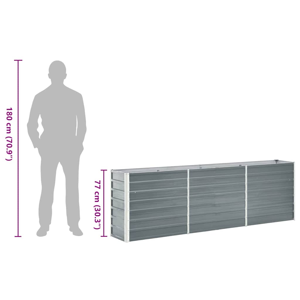 Letto Rialzato in Acciaio Zincato 240x40x77 cm Grigio 47040