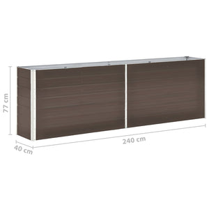 Fioriera rialzata piante fiori giardino acciaio zincato 240 x 40 x 77 cm marrone 02_0001101