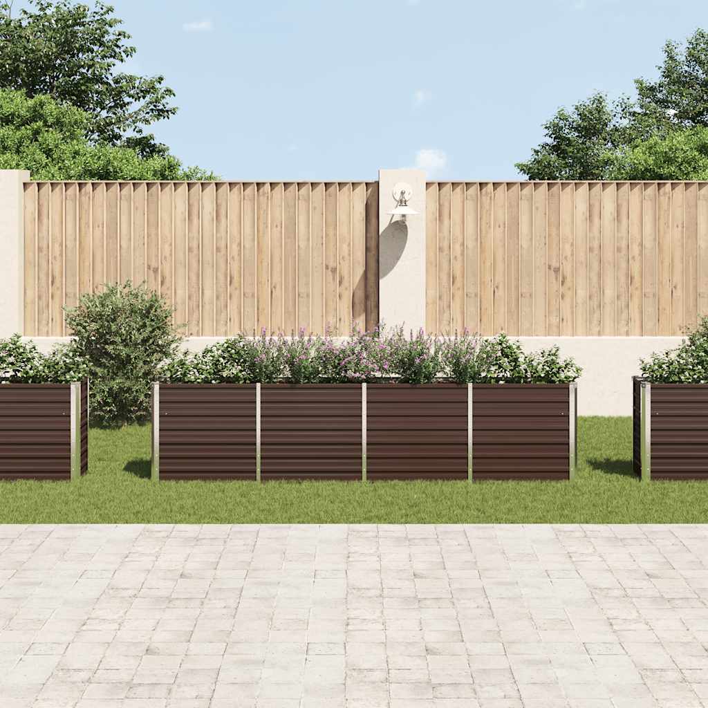 Letto di Coltura Rialzato 320x40x77 cm Acciaio Zincato Marrone