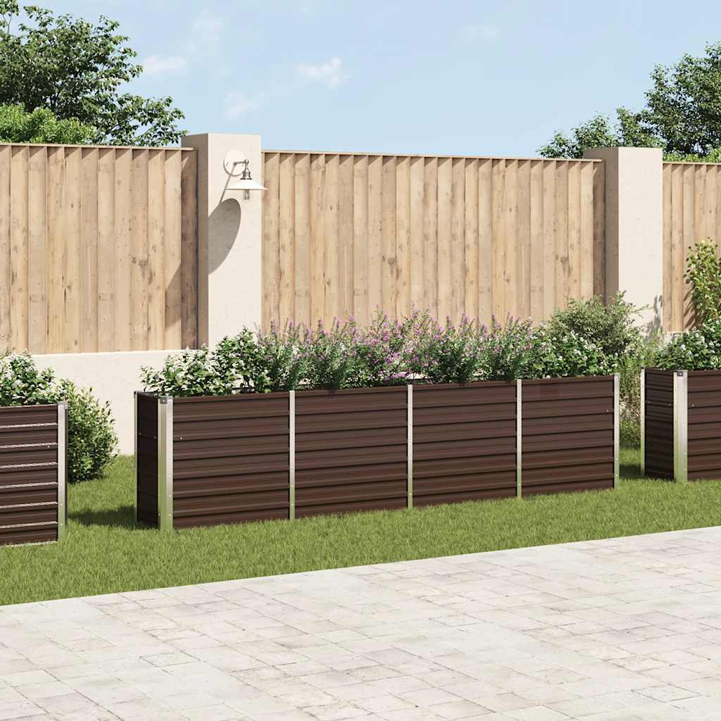 Letto di Coltura Rialzato 320x40x77 cm Acciaio Zincato Marrone