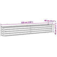 Letto Rialzato in Acciaio Zincato 320x40x45 cm Marrone 47054