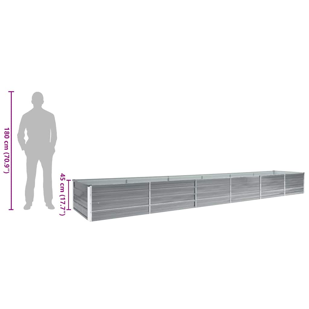 Letto Rialzato da Giardino Acciaio Zincato 480x80x45 cm Grigio 47064