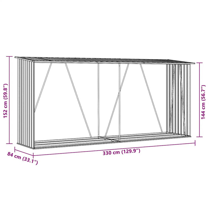 Capannone da Giardino in Acciaio Zincato 330x84x152cm Verde 47083