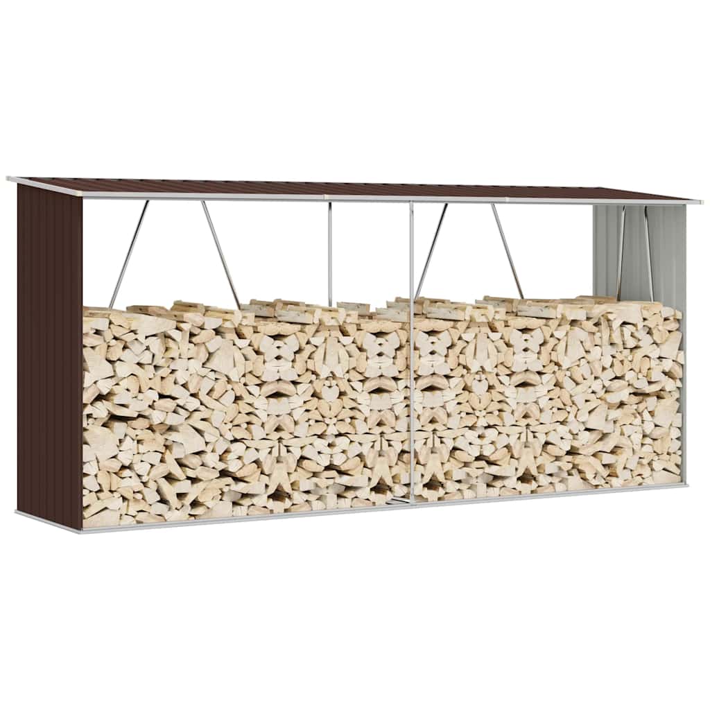 Capannone da Giardino in Acciaio Zincato 330x84x152cm Marrone 47084