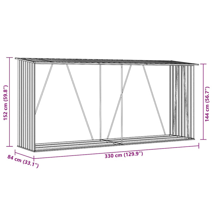 Capannone da Giardino in Acciaio Zincato 330x84x152cm Marrone 47084