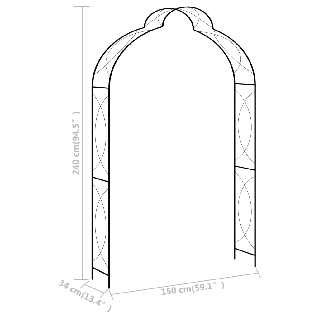 Arco da Giardino Nero 150x34x240 cm in Ferro 47095