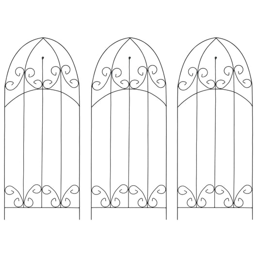 Supporti da Giardino per Piante 3 pz Neri 40x100 cm in Ferro