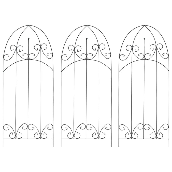 Supporti da Giardino per Piante 3 pz Neri 40x100 cm in Ferro