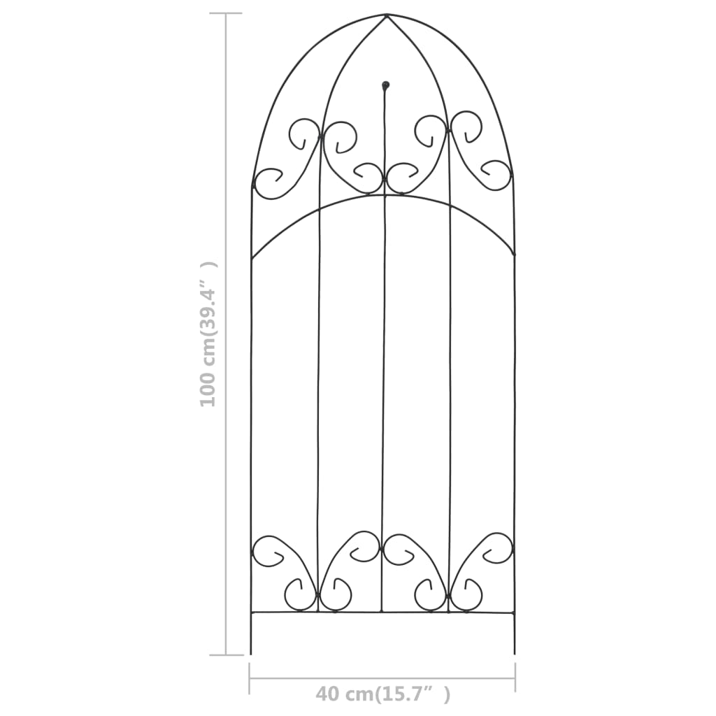 Supporti da Giardino per Piante 3 pz Neri 40x100 cm in Ferro