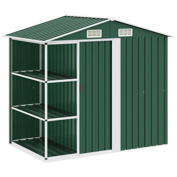 Capanno da Giardino con Scaffali Verde 205x130x183 cm in Ferro 47104