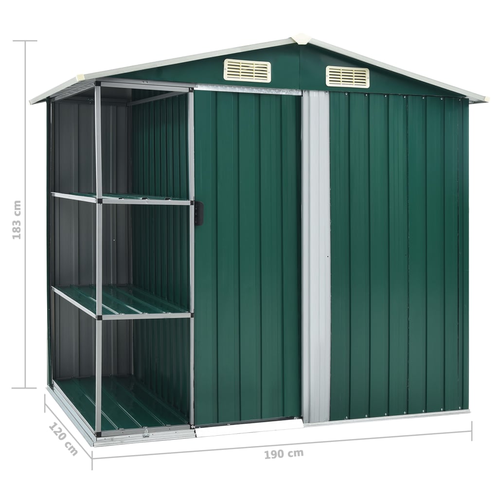 Capanno da Giardino con Scaffali Verde 205x130x183 cm in Ferro cod mxl 63954