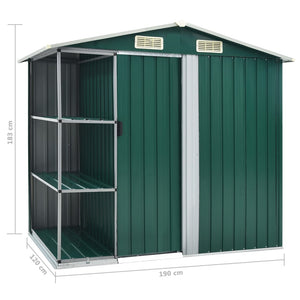 Capanno da Giardino con Scaffali Verde 205x130x183 cm in Ferro cod mxl 63954