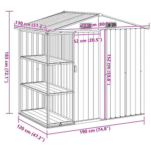 Capanno da Giardino con Scaffali Verde 205x130x183 cm in Ferro 47104