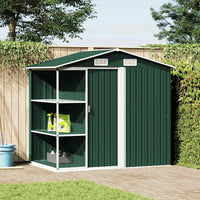 Capanno da Giardino con Scaffali Verde 205x130x183 cm in Ferro 47104