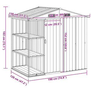 Capanno da Giardino con Scaffali Antracite 205x130x183 cm Ferro 47106