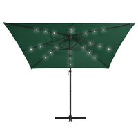 Ombrellone a Sbalzo con LED e Palo in Acciaio 250x250 cm Verde 46993