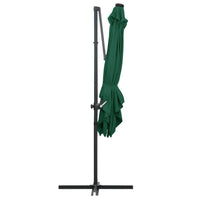 Ombrellone a Sbalzo con LED e Palo in Acciaio 250x250 cm Verde 46993