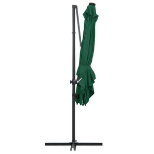 Ombrellone a Sbalzo con LED e Palo in Acciaio 250x250 cm Verde 46993