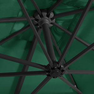 Ombrellone decentrato con LED e palo in acciaio 250 x 250 cm verde 02_0008450