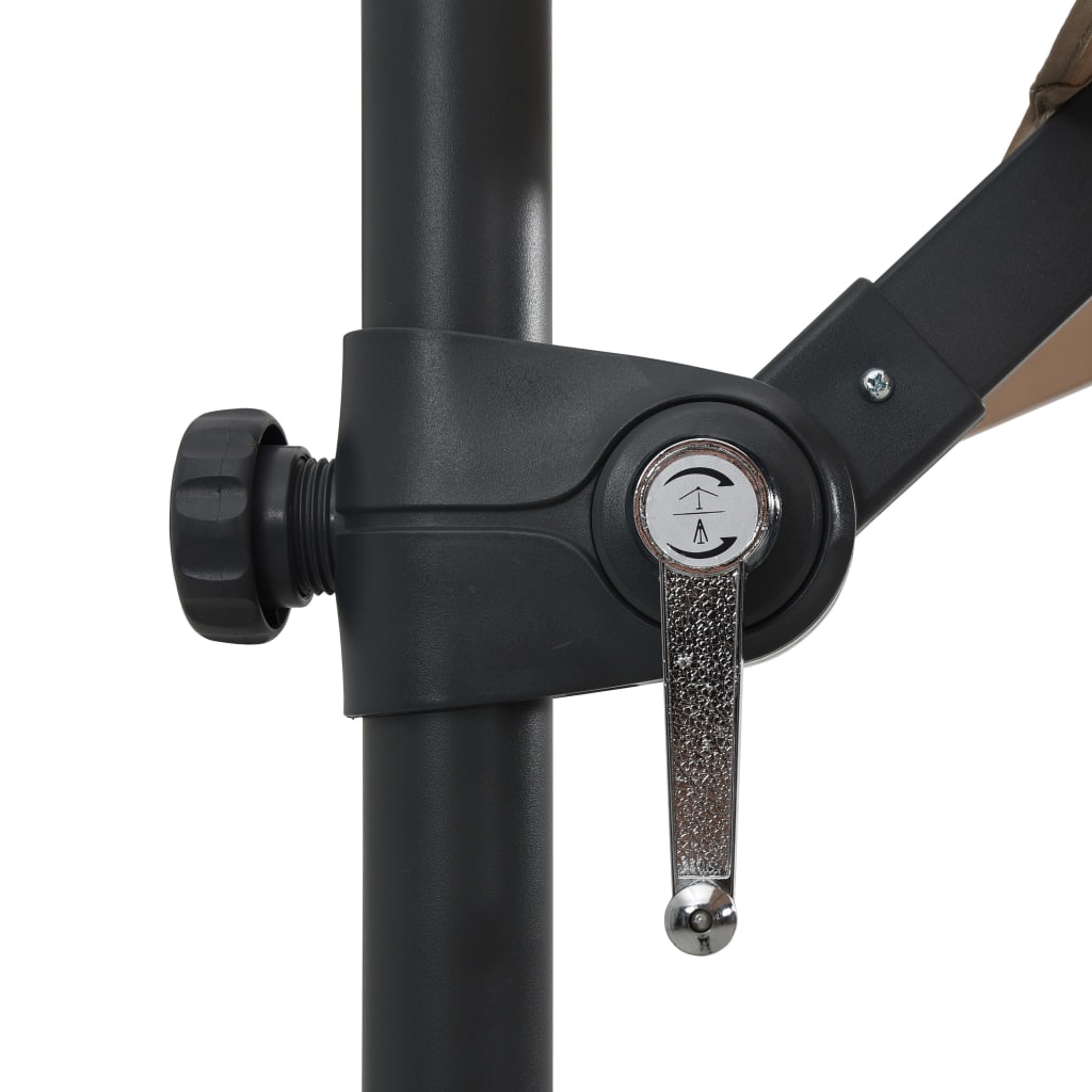 Ombrellone a Sbalzo con LED e Palo in Acciaio 250x250cm Tortora 46995