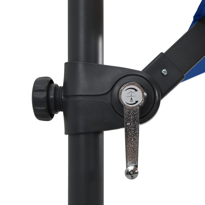 Ombrellone a Sbalzo con LED e Palo in Acciaio 250x250cm Azzurro 46997