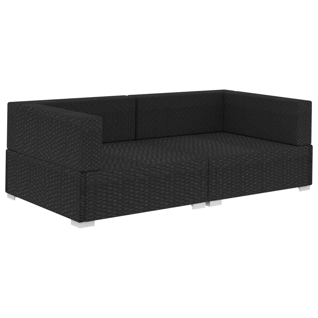 Poltrone Modulari ad Angolo con Cuscini 2 pz Polyrattan Nero 47260