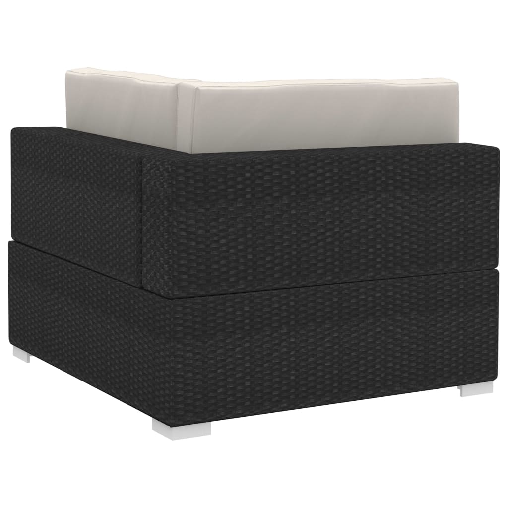 Poltrone Modulari ad Angolo con Cuscini 2 pz Polyrattan Nero 47260