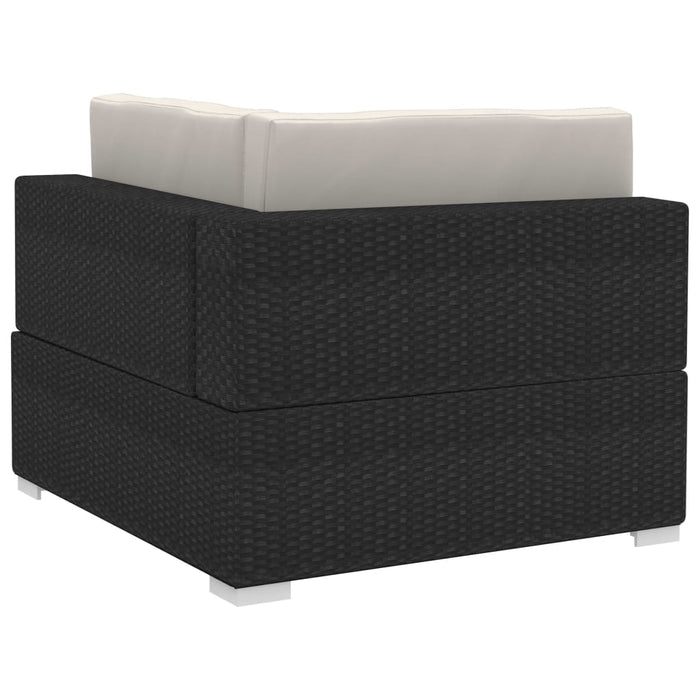 Poltrone Modulari ad Angolo con Cuscini 2 pz Polyrattan Nero 47260