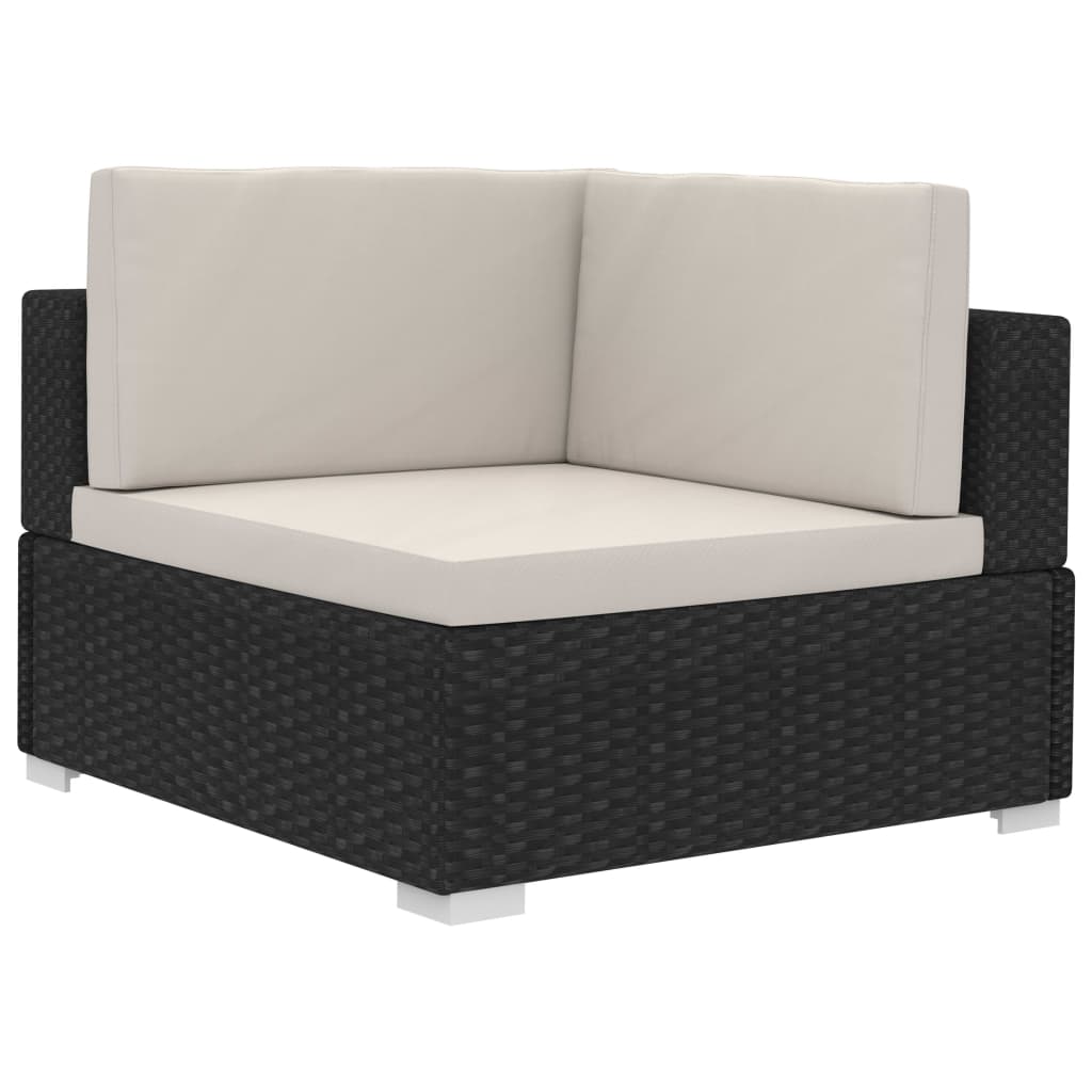 Poltrone Modulari ad Angolo con Cuscini 2 pz Polyrattan Nero 47260