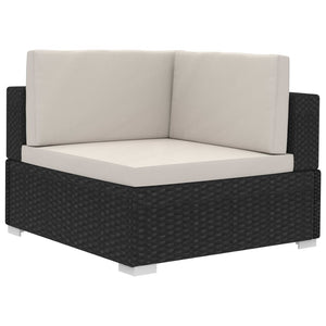 Poltrone Modulari ad Angolo con Cuscini 2 pz Polyrattan Nero 47260
