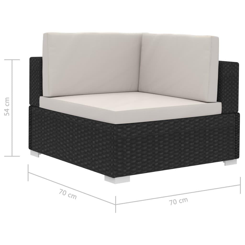 Poltrone Modulari ad Angolo con Cuscini 2 pz Polyrattan Nero 47260