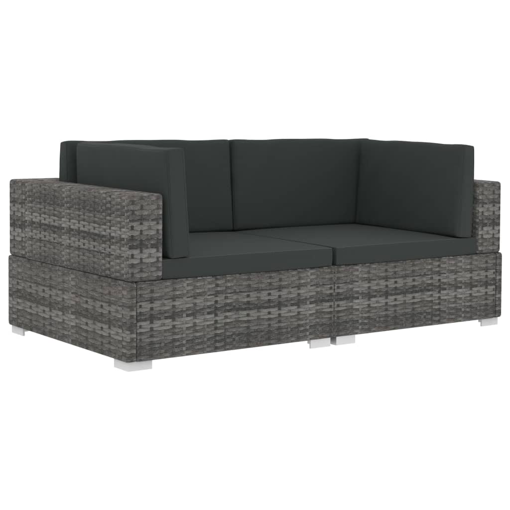 Poltrone Modulari ad Angolo con Cuscini 2 pz Polyrattan Grigio 47262