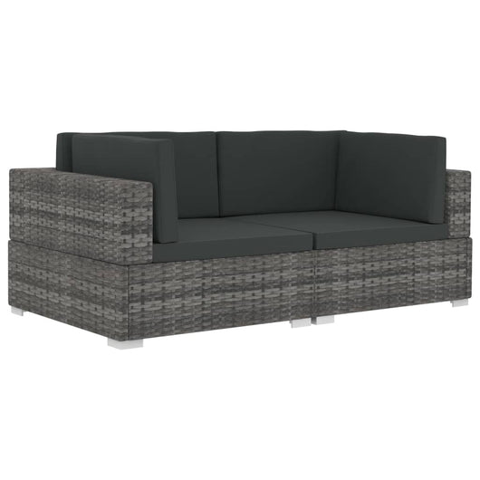 Poltrone Modulari ad Angolo con Cuscini 2 pz Polyrattan Grigio 47262