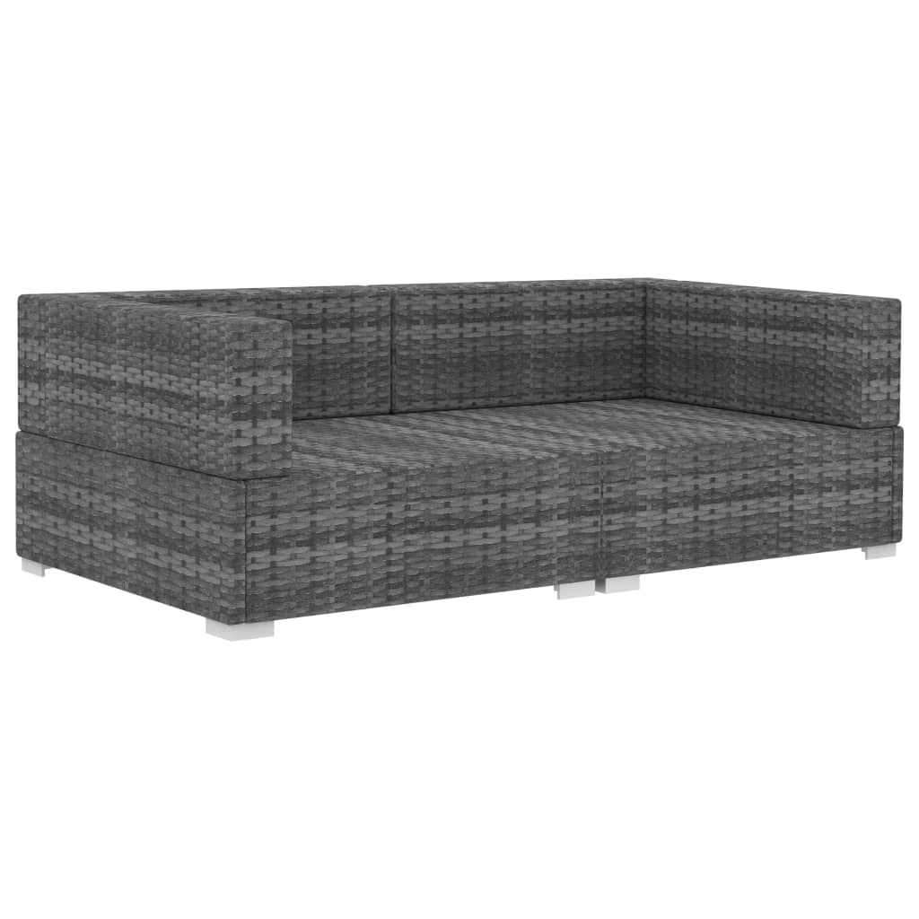 Poltrone Modulari ad Angolo con Cuscini 2 pz Polyrattan Grigio 47262