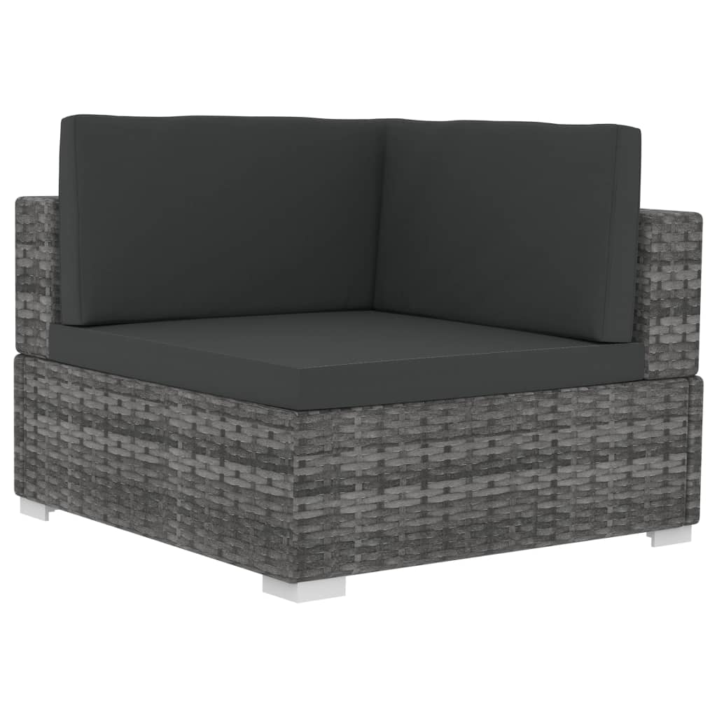 Poltrone Modulari ad Angolo con Cuscini 2 pz Polyrattan Grigio 47262