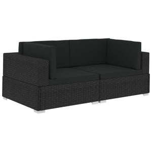 Poltrone Modulari ad Angolo con Cuscini 2 pz Polyrattan Nero 47263