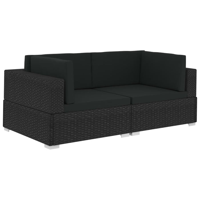 Poltrone Modulari ad Angolo con Cuscini 2 pz Polyrattan Nero 47263