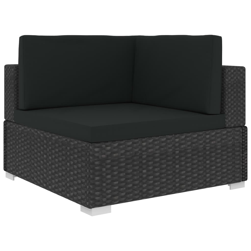 Poltrone Modulari ad Angolo con Cuscini 2 pz Polyrattan Nero 47263
