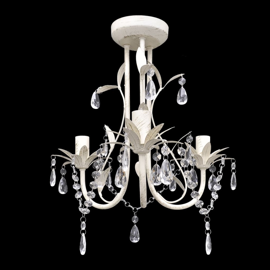 Lampadari con Pendenti in Cristallo 2 pz Bianco Elegante 278738